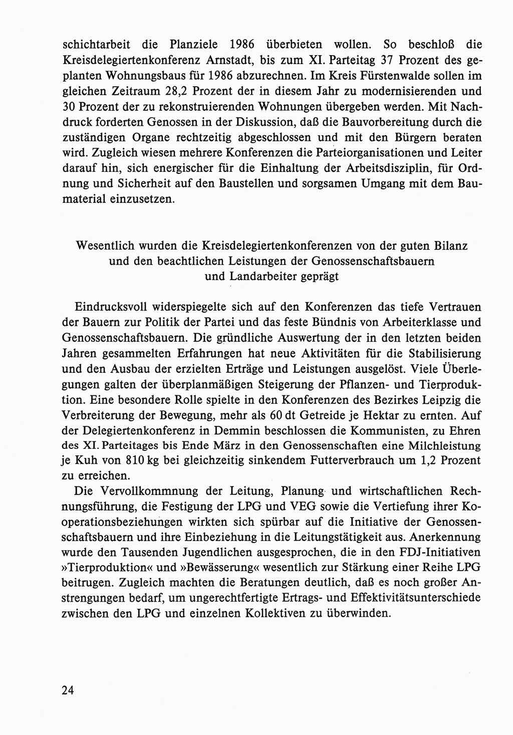 Dokumente der Sozialistischen Einheitspartei Deutschlands (SED) [Deutsche Demokratische Republik (DDR)] 1986-1987, Seite 24 (Dok. SED DDR 1986-1987, S. 24)