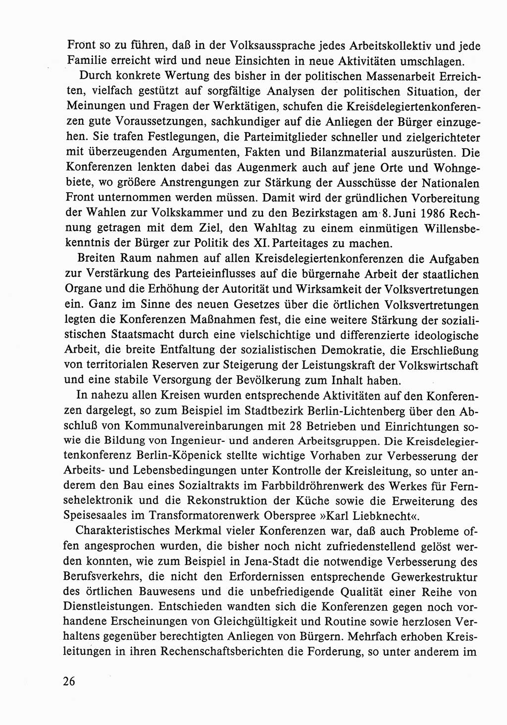 Dokumente der Sozialistischen Einheitspartei Deutschlands (SED) [Deutsche Demokratische Republik (DDR)] 1986-1987, Seite 26 (Dok. SED DDR 1986-1987, S. 26)