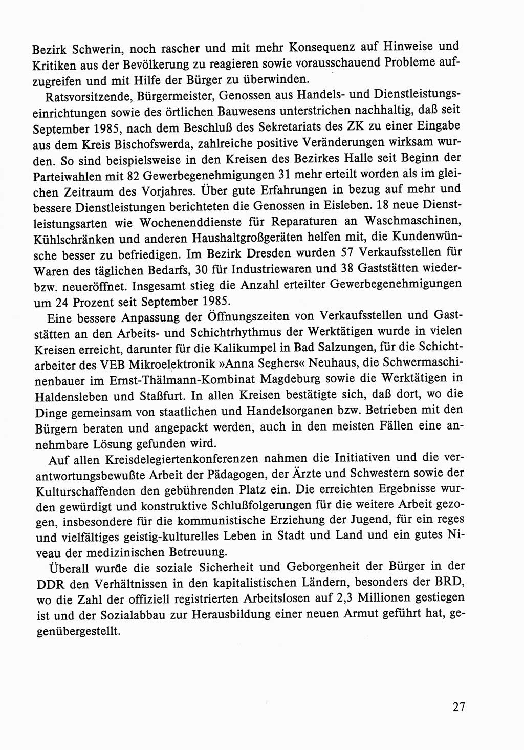 Dokumente der Sozialistischen Einheitspartei Deutschlands (SED) [Deutsche Demokratische Republik (DDR)] 1986-1987, Seite 27 (Dok. SED DDR 1986-1987, S. 27)