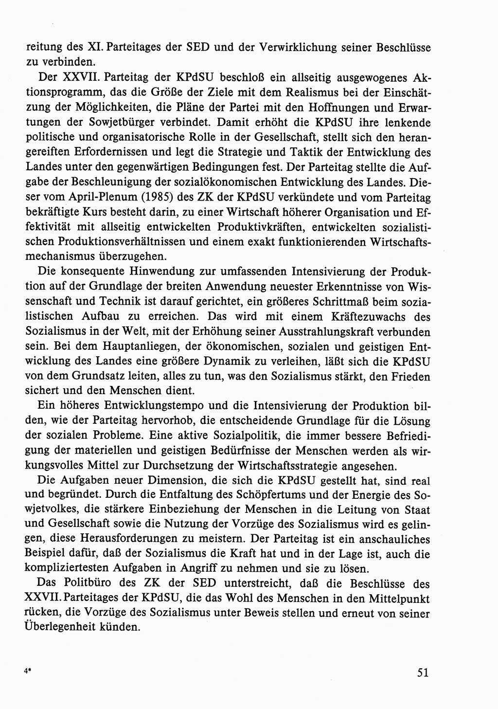 Dokumente der Sozialistischen Einheitspartei Deutschlands (SED) [Deutsche Demokratische Republik (DDR)] 1986-1987, Seite 51 (Dok. SED DDR 1986-1987, S. 51)