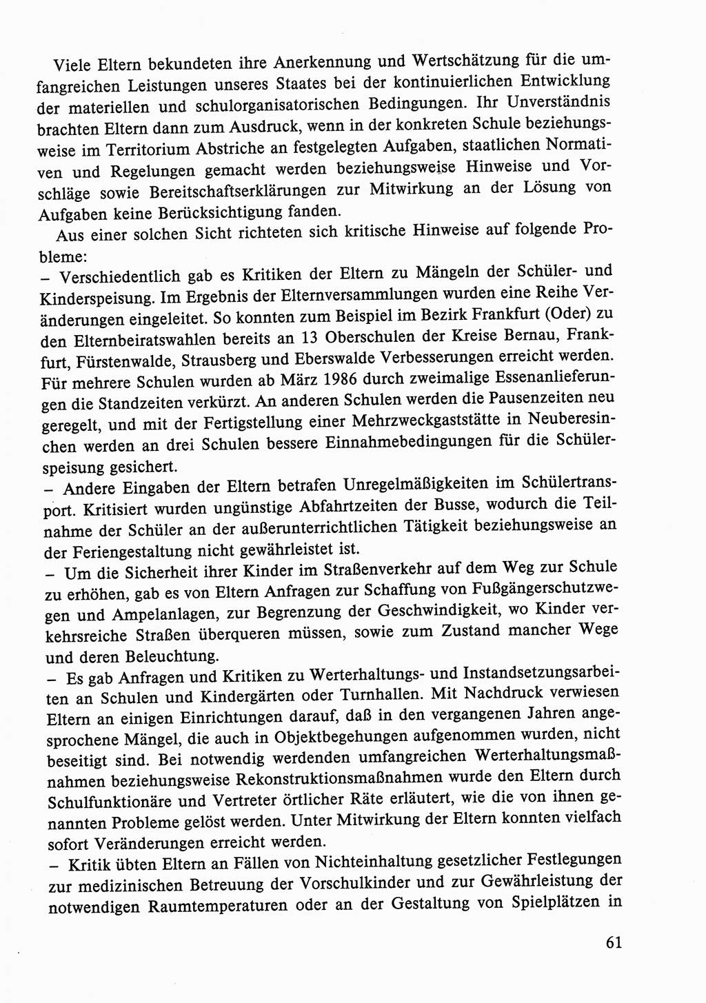 Dokumente der Sozialistischen Einheitspartei Deutschlands (SED) [Deutsche Demokratische Republik (DDR)] 1986-1987, Seite 61 (Dok. SED DDR 1986-1987, S. 61)