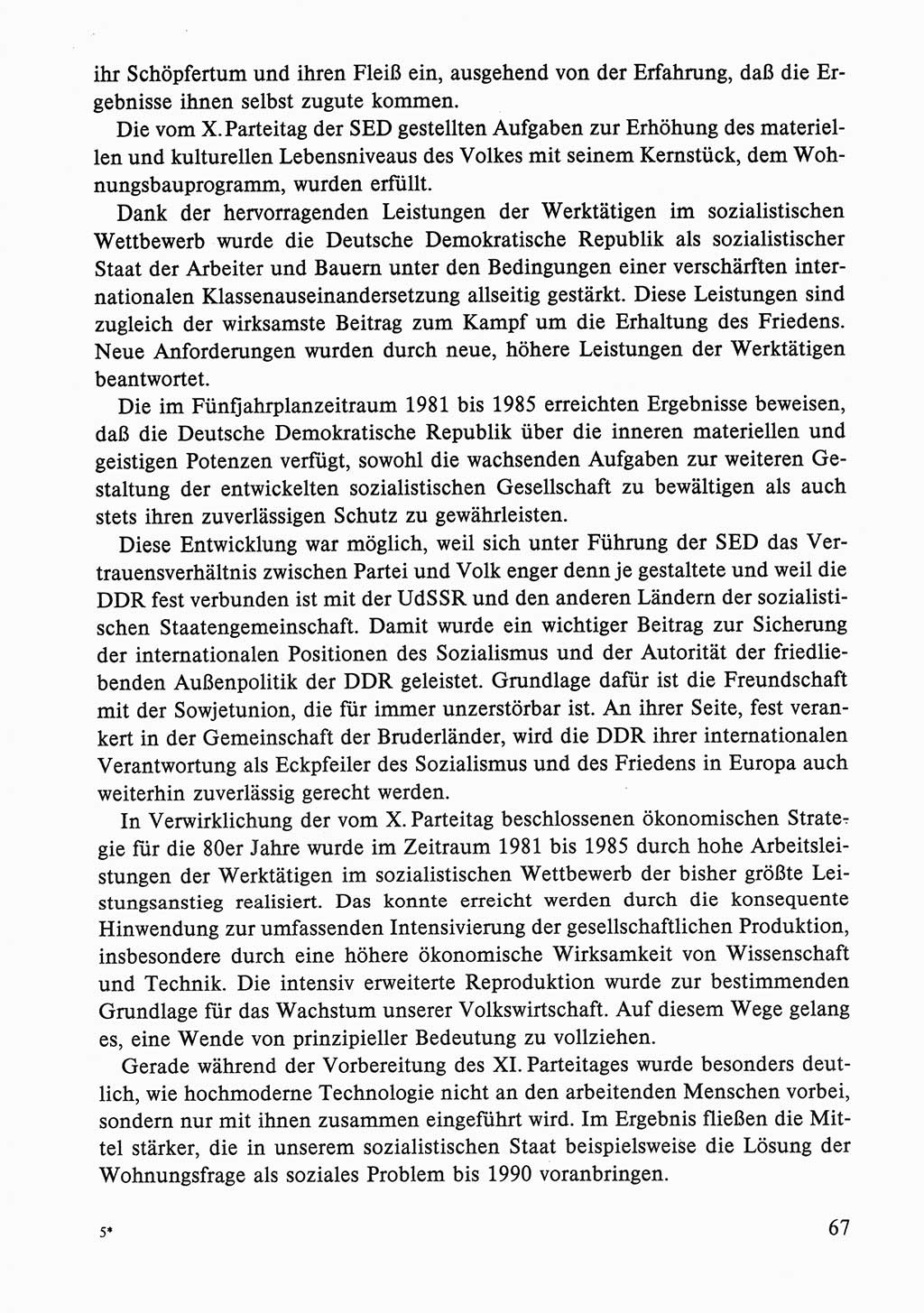 Dokumente der Sozialistischen Einheitspartei Deutschlands (SED) [Deutsche Demokratische Republik (DDR)] 1986-1987, Seite 67 (Dok. SED DDR 1986-1987, S. 67)