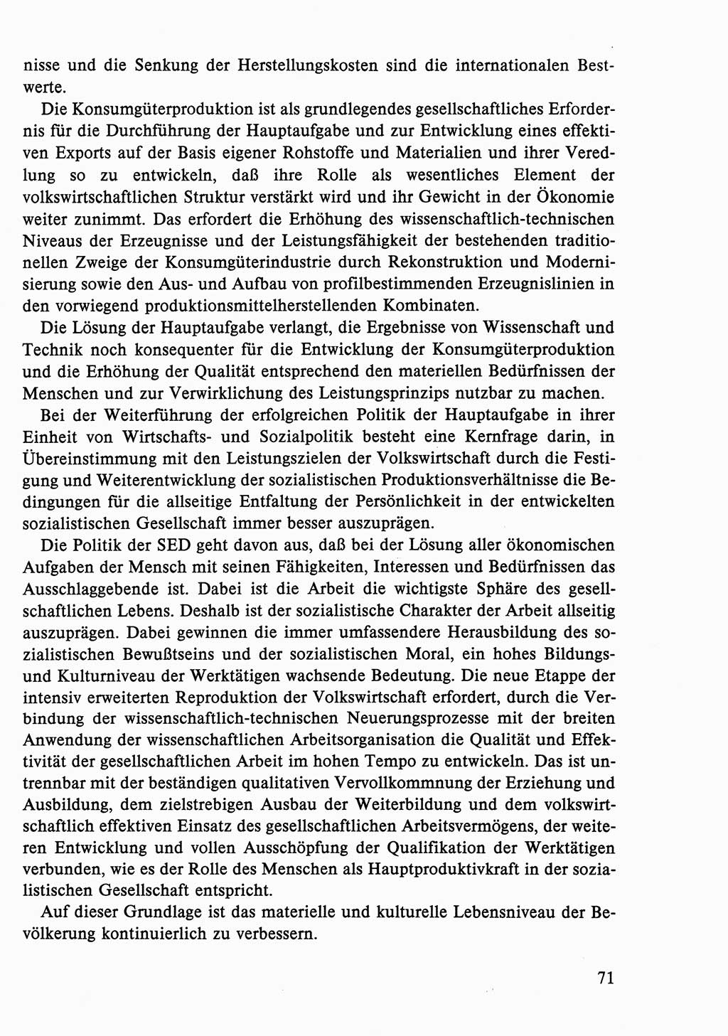 Dokumente der Sozialistischen Einheitspartei Deutschlands (SED) [Deutsche Demokratische Republik (DDR)] 1986-1987, Seite 71 (Dok. SED DDR 1986-1987, S. 71)