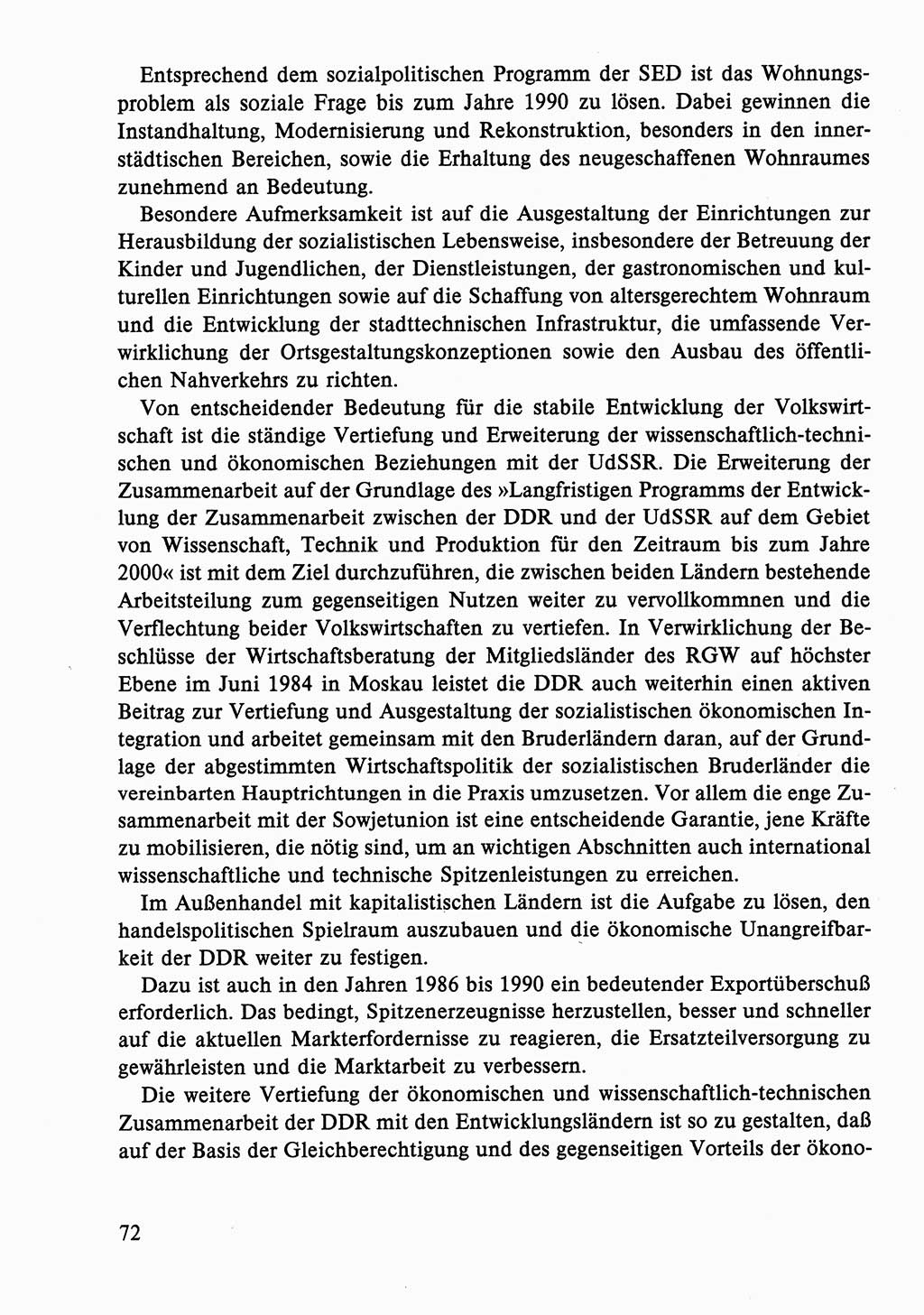 Dokumente der Sozialistischen Einheitspartei Deutschlands (SED) [Deutsche Demokratische Republik (DDR)] 1986-1987, Seite 72 (Dok. SED DDR 1986-1987, S. 72)