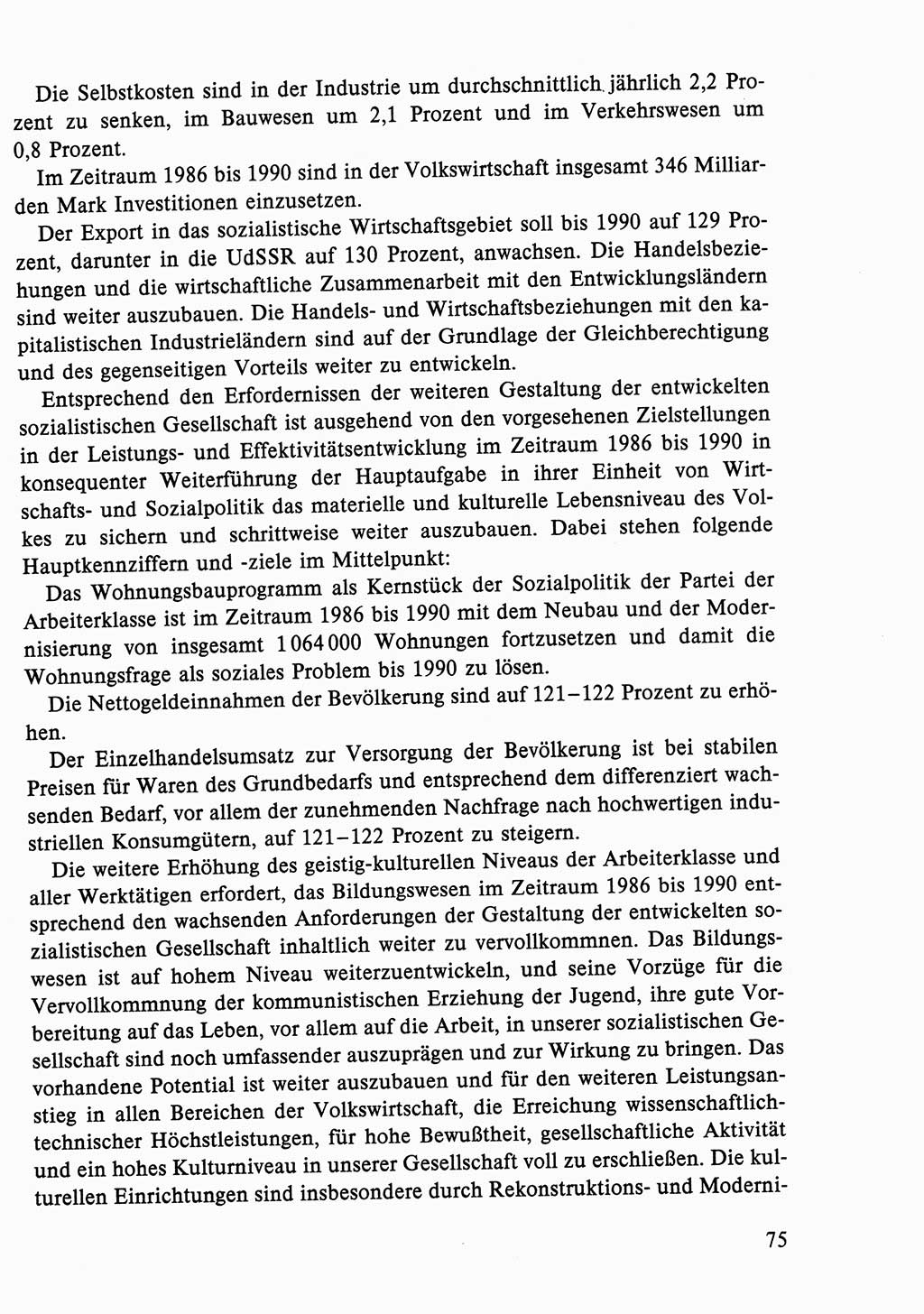 Dokumente der Sozialistischen Einheitspartei Deutschlands (SED) [Deutsche Demokratische Republik (DDR)] 1986-1987, Seite 75 (Dok. SED DDR 1986-1987, S. 75)
