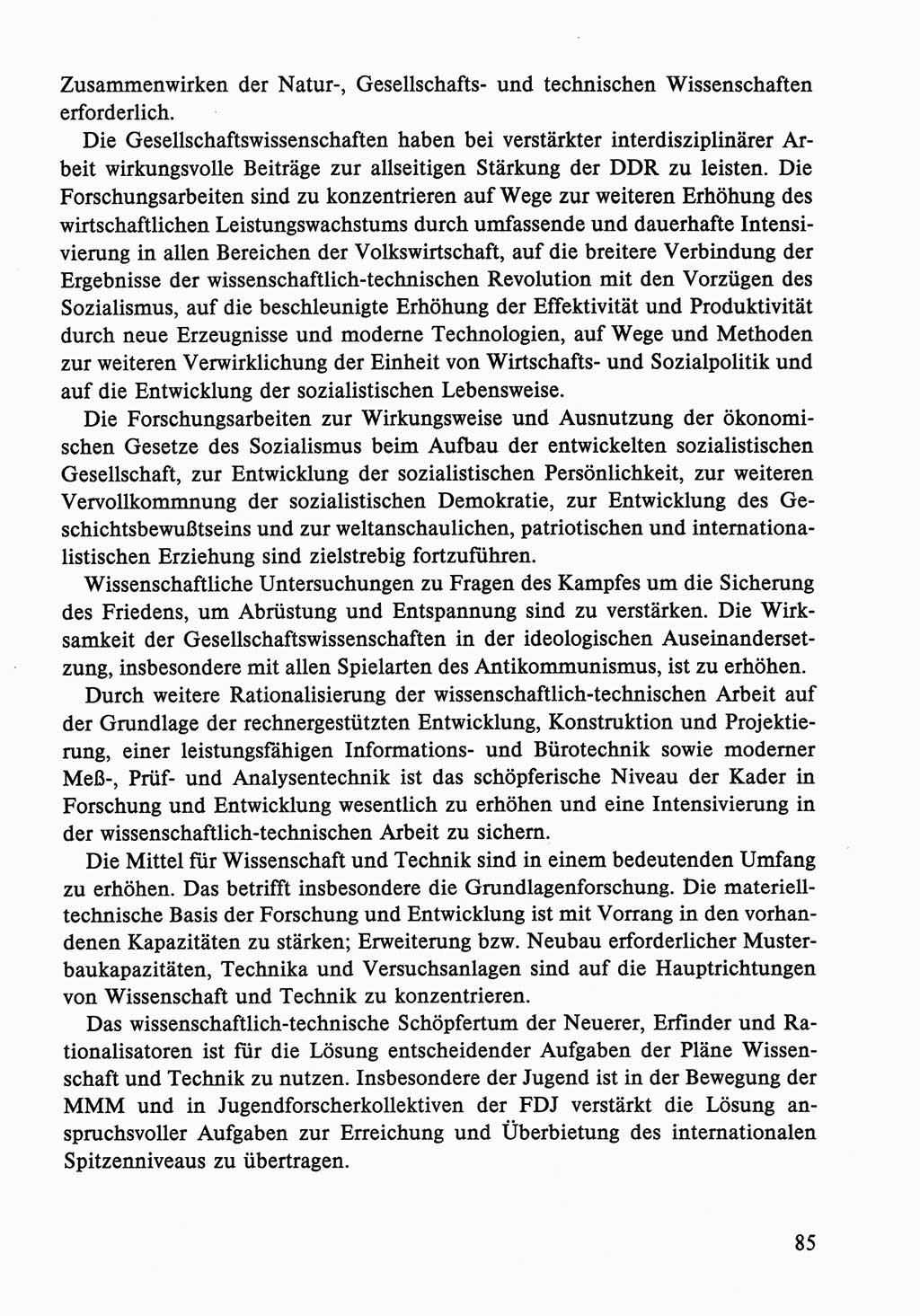 Dokumente der Sozialistischen Einheitspartei Deutschlands (SED) [Deutsche Demokratische Republik (DDR)] 1986-1987, Seite 85 (Dok. SED DDR 1986-1987, S. 85)