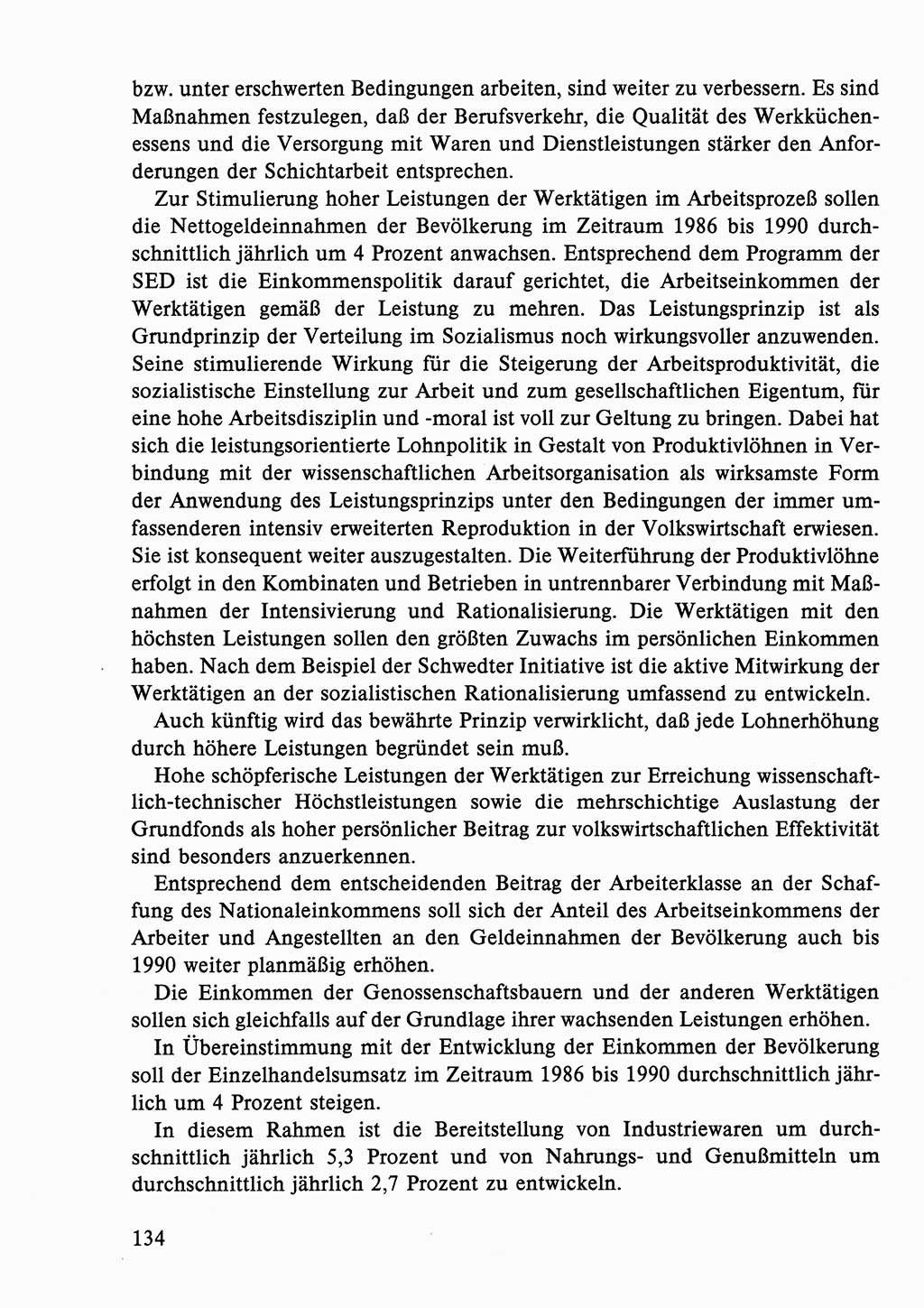 Dokumente der Sozialistischen Einheitspartei Deutschlands (SED) [Deutsche Demokratische Republik (DDR)] 1986-1987, Seite 134 (Dok. SED DDR 1986-1987, S. 134)