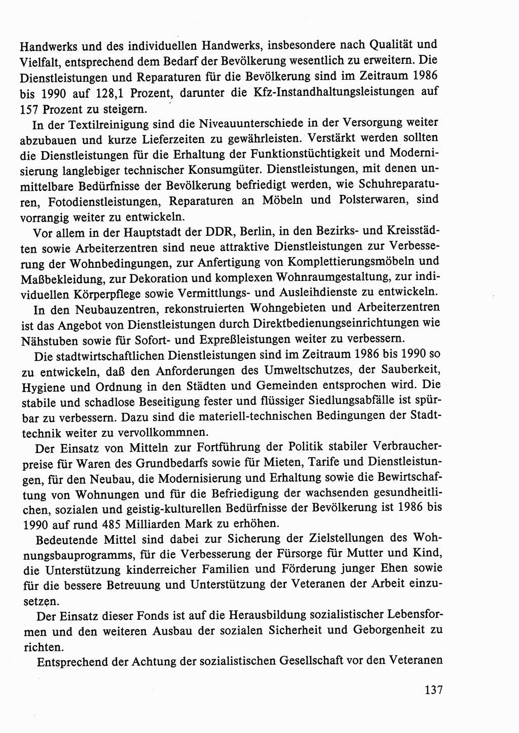 Dokumente der Sozialistischen Einheitspartei Deutschlands (SED) [Deutsche Demokratische Republik (DDR)] 1986-1987, Seite 137 (Dok. SED DDR 1986-1987, S. 137)