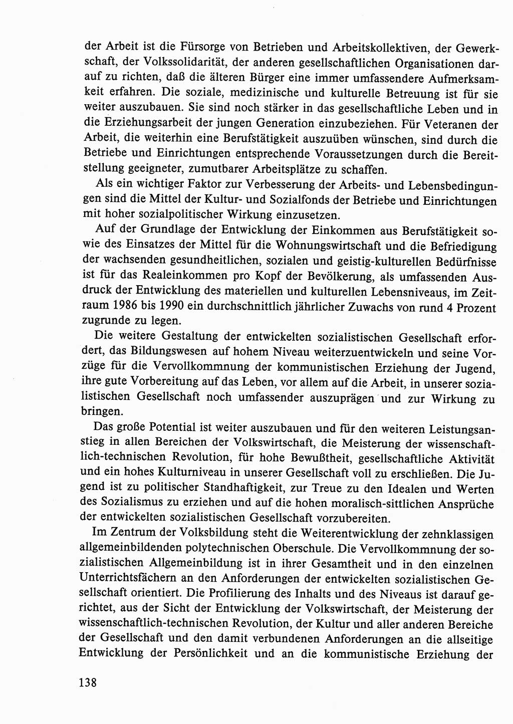 Dokumente der Sozialistischen Einheitspartei Deutschlands (SED) [Deutsche Demokratische Republik (DDR)] 1986-1987, Seite 138 (Dok. SED DDR 1986-1987, S. 138)