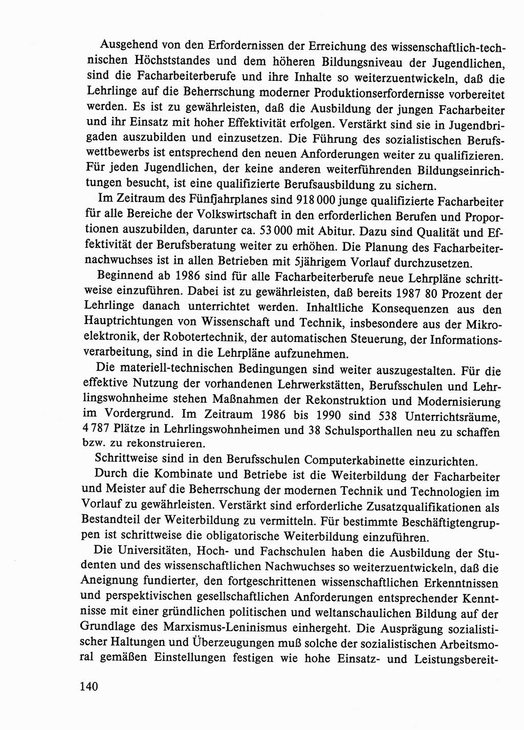 Dokumente der Sozialistischen Einheitspartei Deutschlands (SED) [Deutsche Demokratische Republik (DDR)] 1986-1987, Seite 140 (Dok. SED DDR 1986-1987, S. 140)