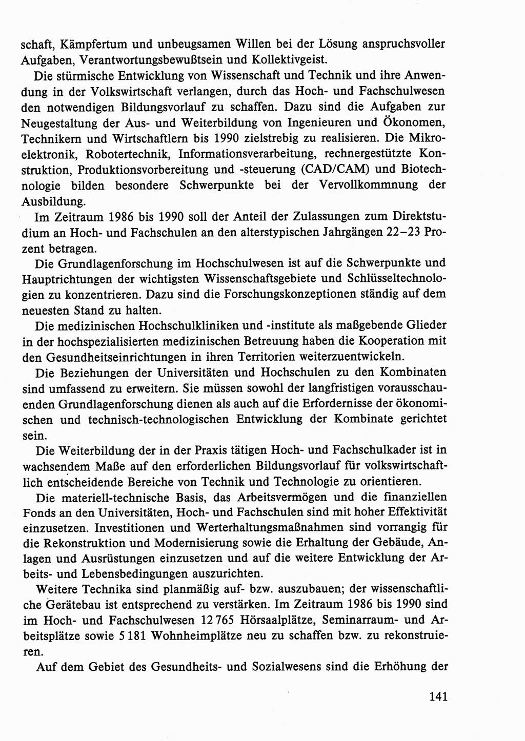 Dokumente der Sozialistischen Einheitspartei Deutschlands (SED) [Deutsche Demokratische Republik (DDR)] 1986-1987, Seite 141 (Dok. SED DDR 1986-1987, S. 141)