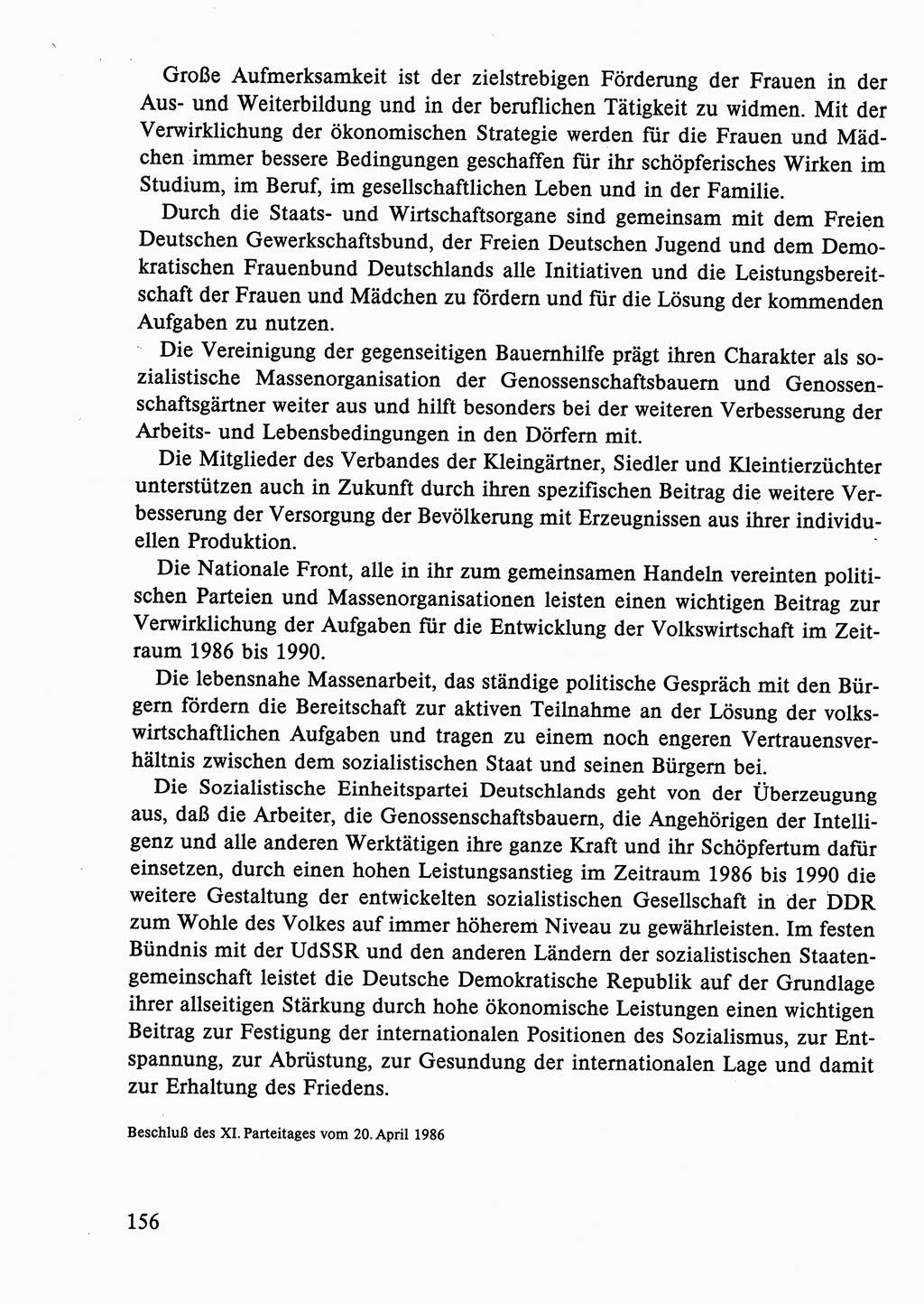 Dokumente der Sozialistischen Einheitspartei Deutschlands (SED) [Deutsche Demokratische Republik (DDR)] 1986-1987, Seite 156 (Dok. SED DDR 1986-1987, S. 156)