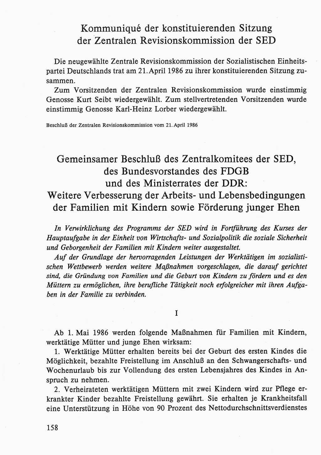 Dokumente der Sozialistischen Einheitspartei Deutschlands (SED) [Deutsche Demokratische Republik (DDR)] 1986-1987, Seite 158 (Dok. SED DDR 1986-1987, S. 158)
