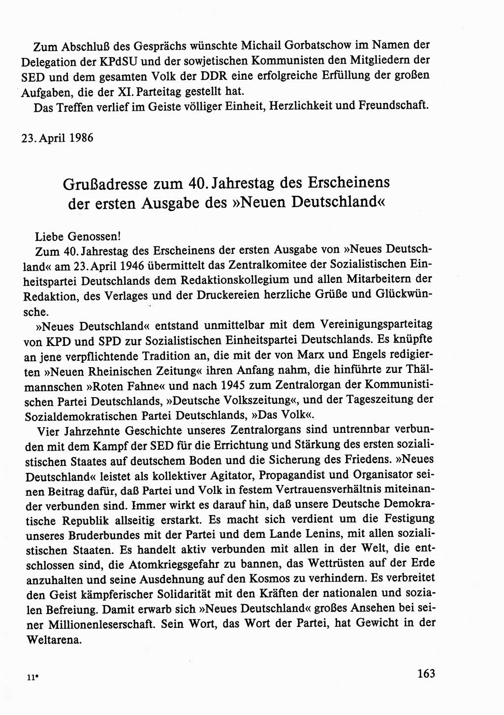Dokumente der Sozialistischen Einheitspartei Deutschlands (SED) [Deutsche Demokratische Republik (DDR)] 1986-1987, Seite 163 (Dok. SED DDR 1986-1987, S. 163)