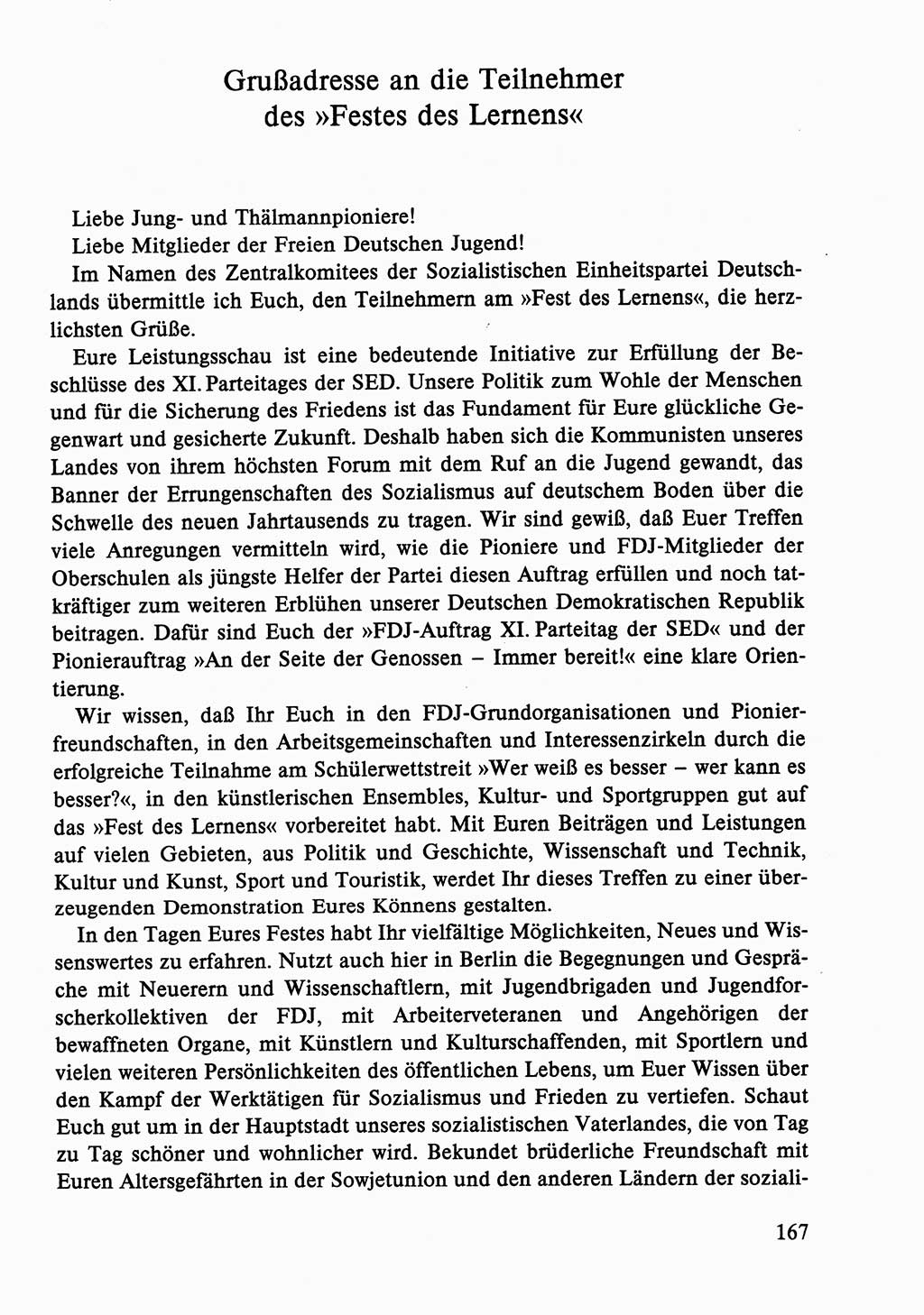 Dokumente der Sozialistischen Einheitspartei Deutschlands (SED) [Deutsche Demokratische Republik (DDR)] 1986-1987, Seite 167 (Dok. SED DDR 1986-1987, S. 167)