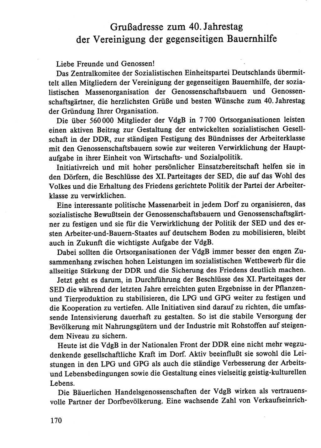 Dokumente der Sozialistischen Einheitspartei Deutschlands (SED) [Deutsche Demokratische Republik (DDR)] 1986-1987, Seite 170 (Dok. SED DDR 1986-1987, S. 170)
