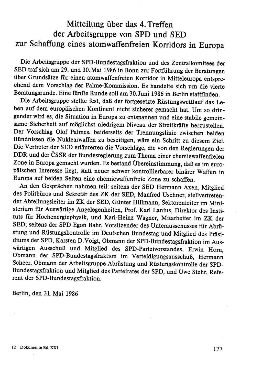 Dokumente der Sozialistischen Einheitspartei Deutschlands (SED) [Deutsche Demokratische Republik (DDR)] 1986-1987, Seite 177 (Dok. SED DDR 1986-1987, S. 177)