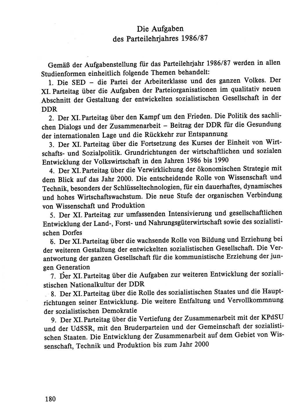 Dokumente der Sozialistischen Einheitspartei Deutschlands (SED) [Deutsche Demokratische Republik (DDR)] 1986-1987, Seite 180 (Dok. SED DDR 1986-1987, S. 180)