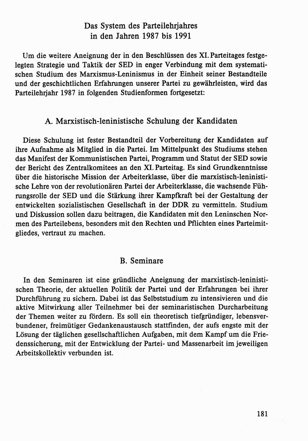 Dokumente der Sozialistischen Einheitspartei Deutschlands (SED) [Deutsche Demokratische Republik (DDR)] 1986-1987, Seite 181 (Dok. SED DDR 1986-1987, S. 181)