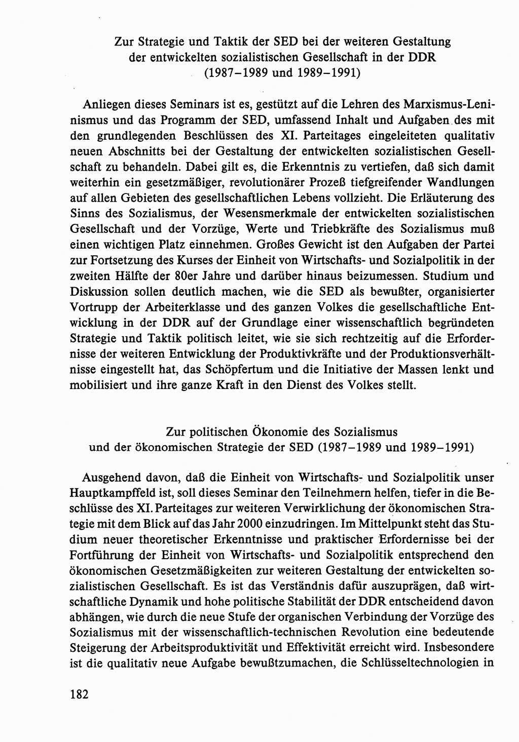 Dokumente der Sozialistischen Einheitspartei Deutschlands (SED) [Deutsche Demokratische Republik (DDR)] 1986-1987, Seite 182 (Dok. SED DDR 1986-1987, S. 182)