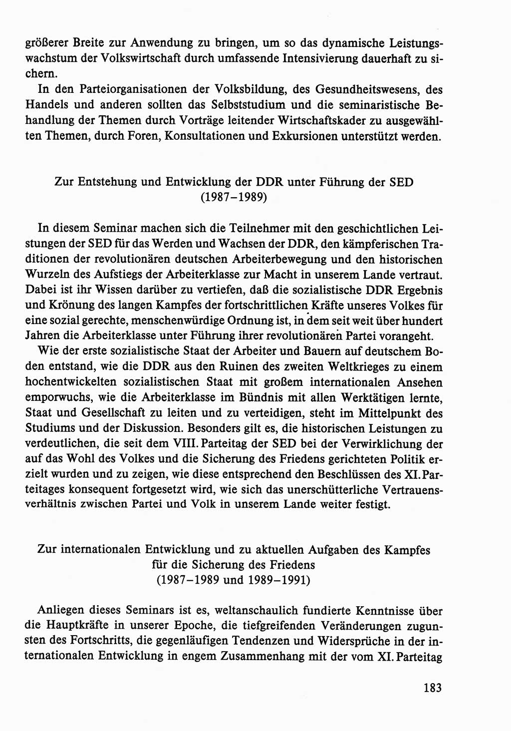 Dokumente der Sozialistischen Einheitspartei Deutschlands (SED) [Deutsche Demokratische Republik (DDR)] 1986-1987, Seite 183 (Dok. SED DDR 1986-1987, S. 183)