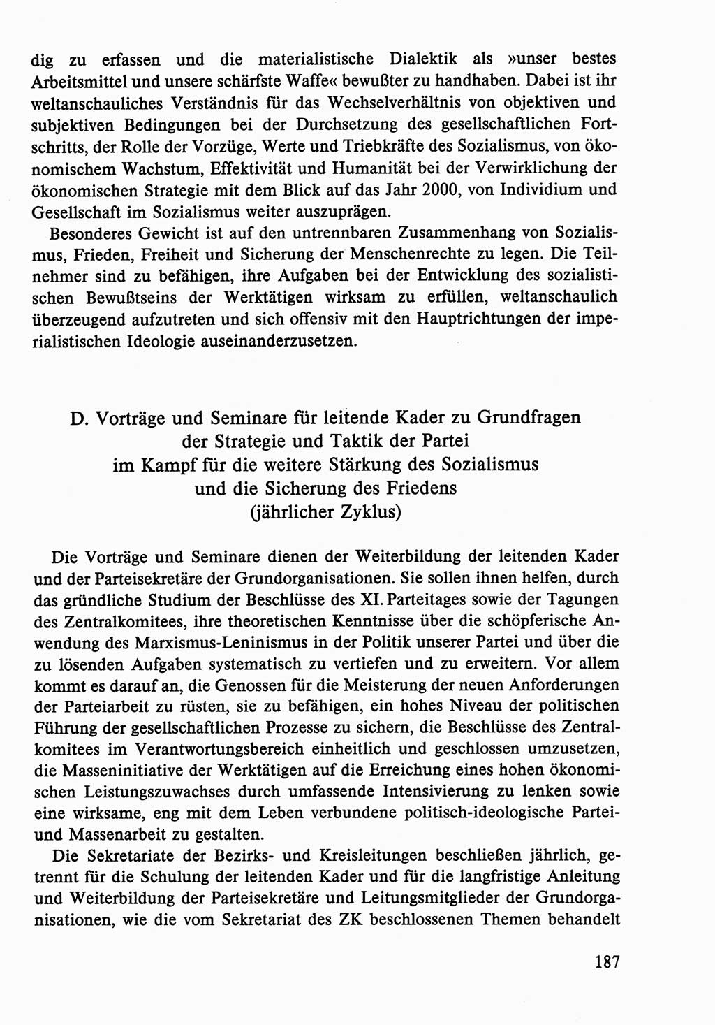 Dokumente der Sozialistischen Einheitspartei Deutschlands (SED) [Deutsche Demokratische Republik (DDR)] 1986-1987, Seite 187 (Dok. SED DDR 1986-1987, S. 187)