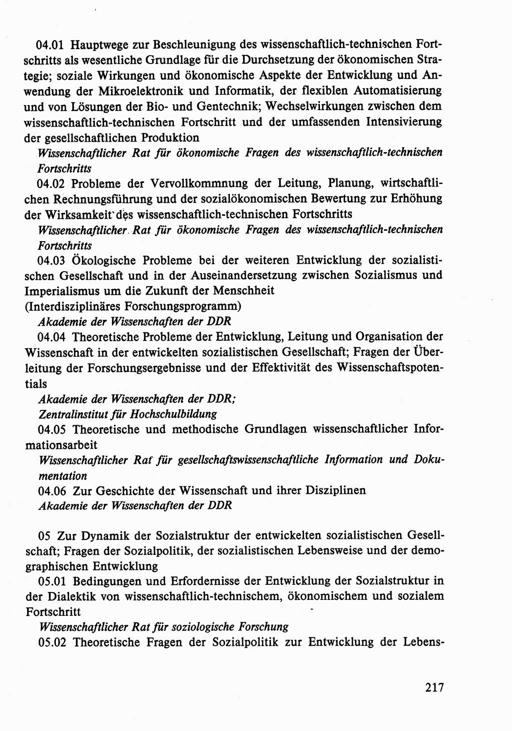 Dokumente der Sozialistischen Einheitspartei Deutschlands (SED) [Deutsche Demokratische Republik (DDR)] 1986-1987, Seite 217 (Dok. SED DDR 1986-1987, S. 217)