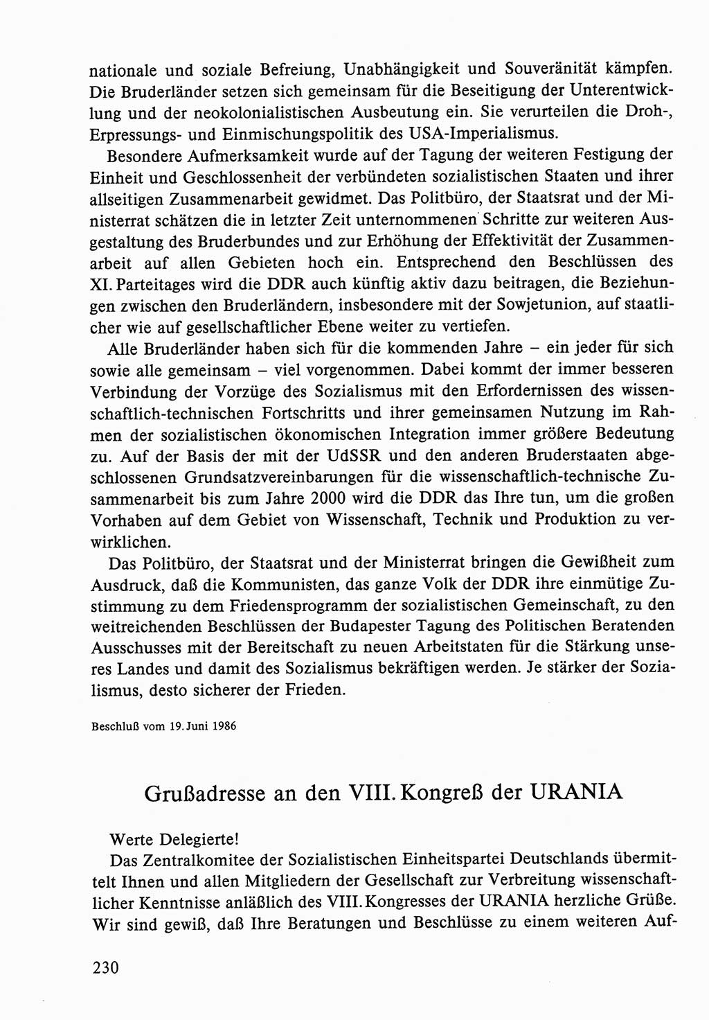 Dokumente der Sozialistischen Einheitspartei Deutschlands (SED) [Deutsche Demokratische Republik (DDR)] 1986-1987, Seite 230 (Dok. SED DDR 1986-1987, S. 230)