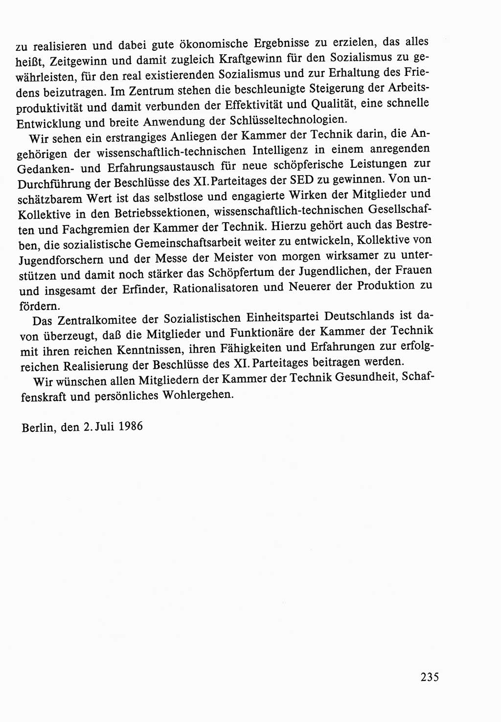 Dokumente der Sozialistischen Einheitspartei Deutschlands (SED) [Deutsche Demokratische Republik (DDR)] 1986-1987, Seite 235 (Dok. SED DDR 1986-1987, S. 235)