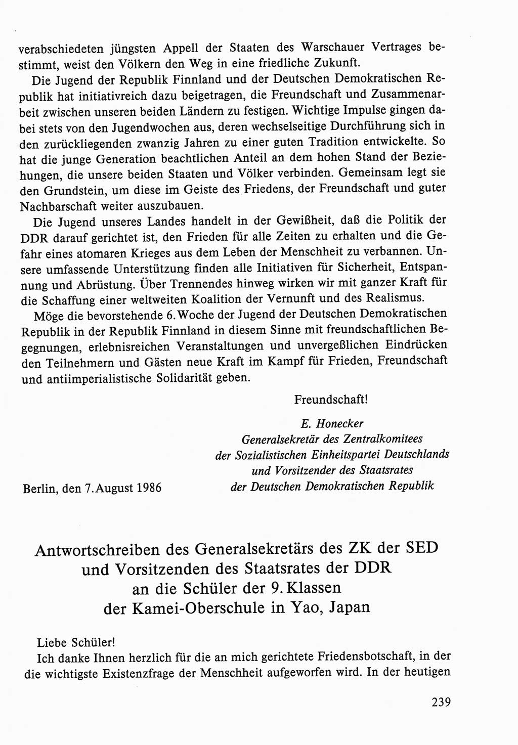 Dokumente der Sozialistischen Einheitspartei Deutschlands (SED) [Deutsche Demokratische Republik (DDR)] 1986-1987, Seite 239 (Dok. SED DDR 1986-1987, S. 239)