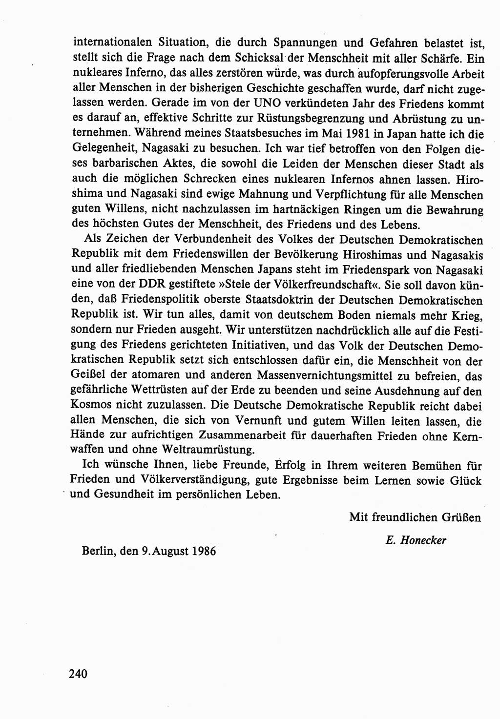 Dokumente der Sozialistischen Einheitspartei Deutschlands (SED) [Deutsche Demokratische Republik (DDR)] 1986-1987, Seite 240 (Dok. SED DDR 1986-1987, S. 240)