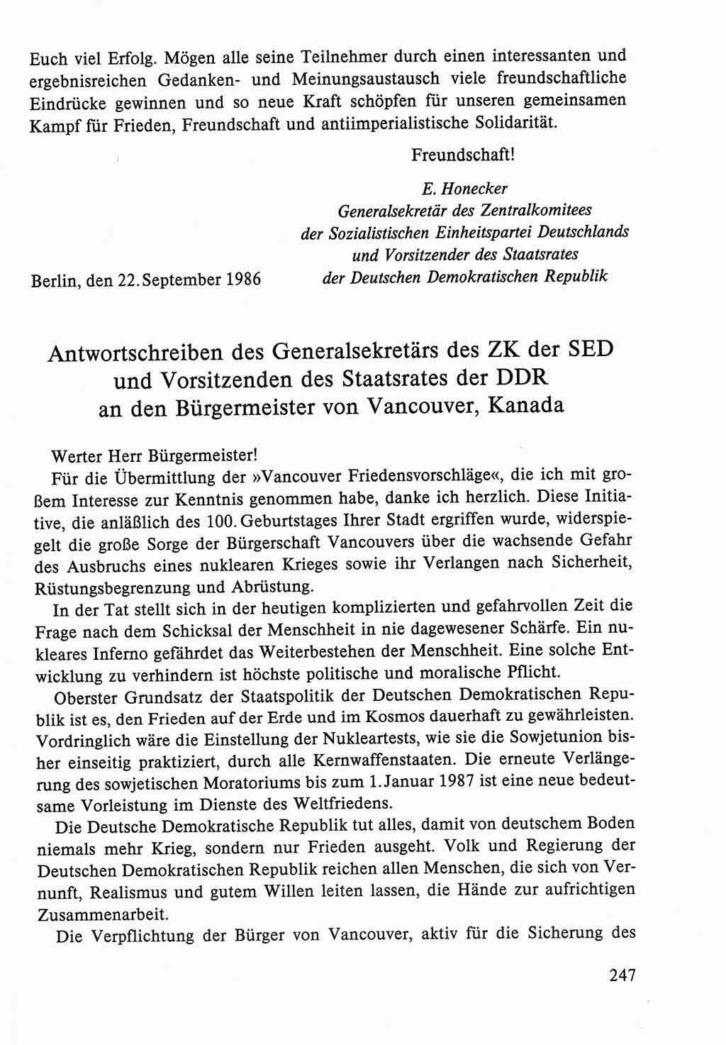 Dokumente der Sozialistischen Einheitspartei Deutschlands (SED) [Deutsche Demokratische Republik (DDR)] 1986-1987, Seite 247 (Dok. SED DDR 1986-1987, S. 247)