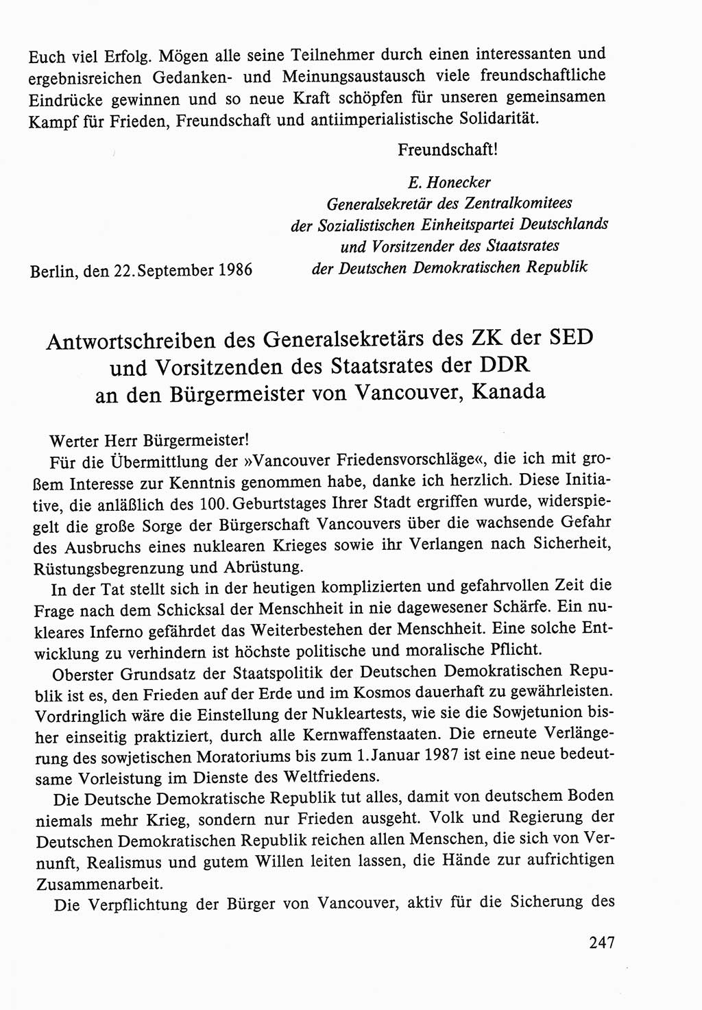 Dokumente der Sozialistischen Einheitspartei Deutschlands (SED) [Deutsche Demokratische Republik (DDR)] 1986-1987, Seite 247 (Dok. SED DDR 1986-1987, S. 247)