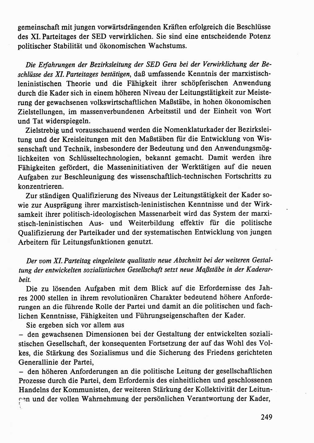 Dokumente der Sozialistischen Einheitspartei Deutschlands (SED) [Deutsche Demokratische Republik (DDR)] 1986-1987, Seite 249 (Dok. SED DDR 1986-1987, S. 249)