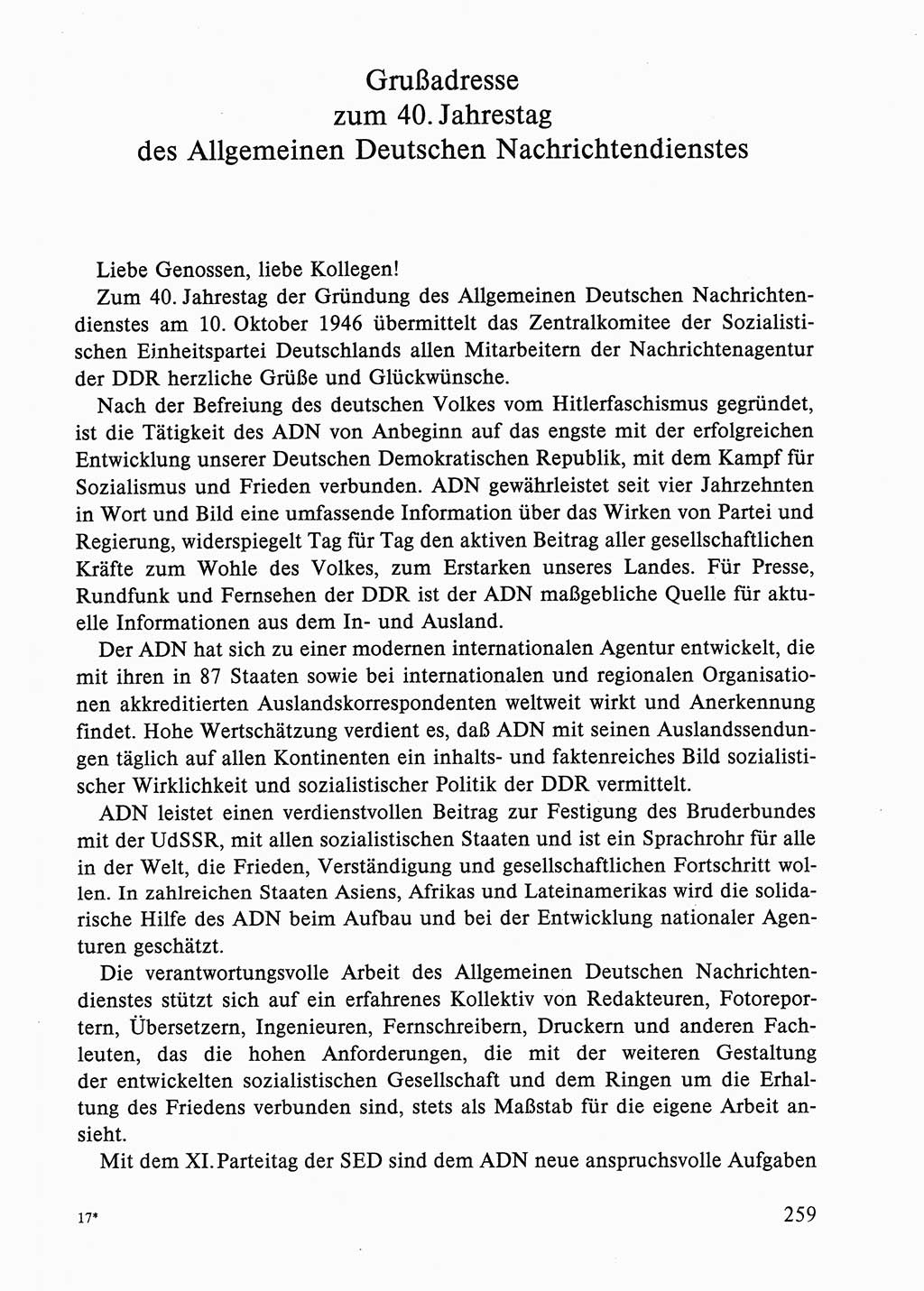 Dokumente der Sozialistischen Einheitspartei Deutschlands (SED) [Deutsche Demokratische Republik (DDR)] 1986-1987, Seite 259 (Dok. SED DDR 1986-1987, S. 259)