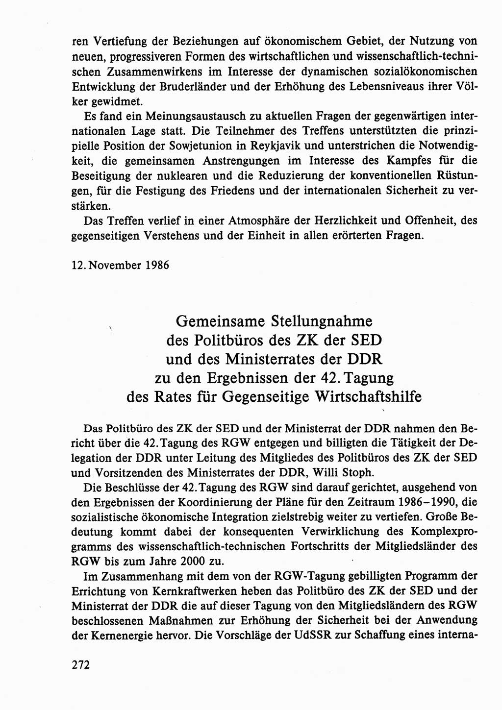 Dokumente der Sozialistischen Einheitspartei Deutschlands (SED) [Deutsche Demokratische Republik (DDR)] 1986-1987, Seite 272 (Dok. SED DDR 1986-1987, S. 272)