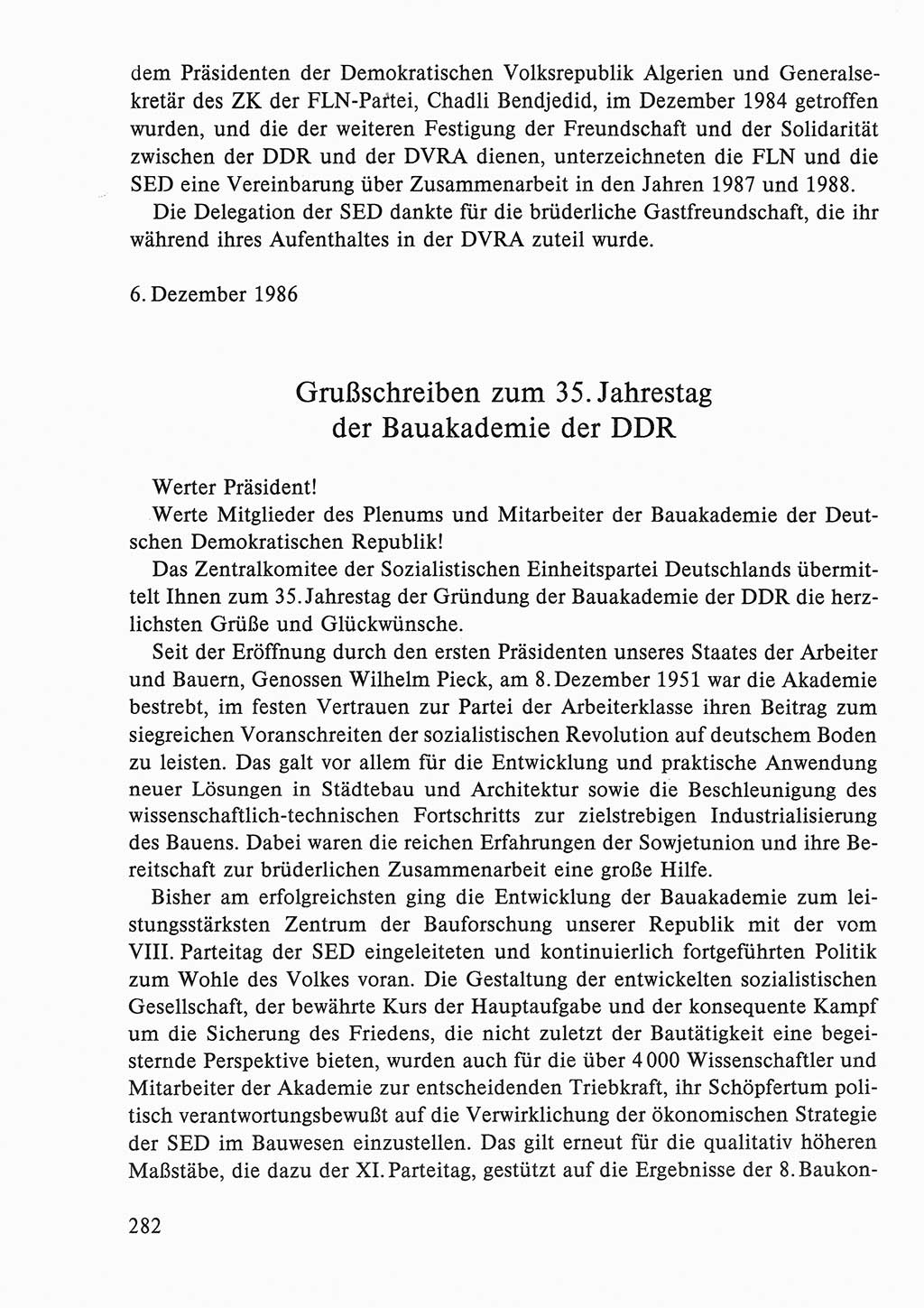 Dokumente der Sozialistischen Einheitspartei Deutschlands (SED) [Deutsche Demokratische Republik (DDR)] 1986-1987, Seite 282 (Dok. SED DDR 1986-1987, S. 282)