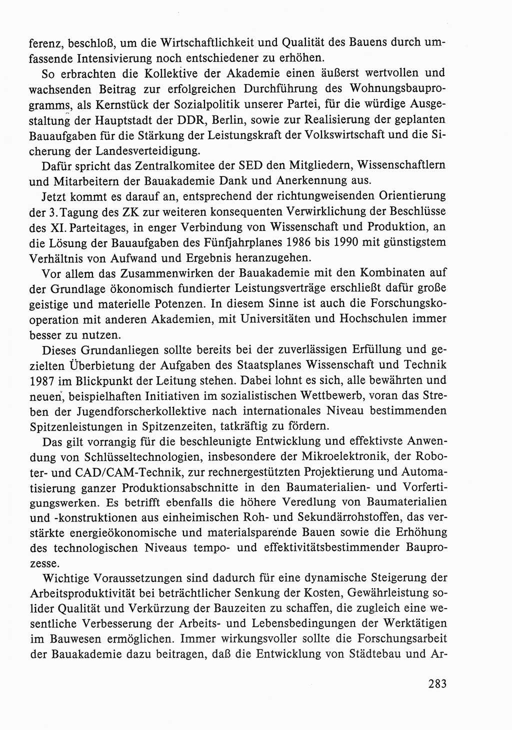Dokumente der Sozialistischen Einheitspartei Deutschlands (SED) [Deutsche Demokratische Republik (DDR)] 1986-1987, Seite 283 (Dok. SED DDR 1986-1987, S. 283)