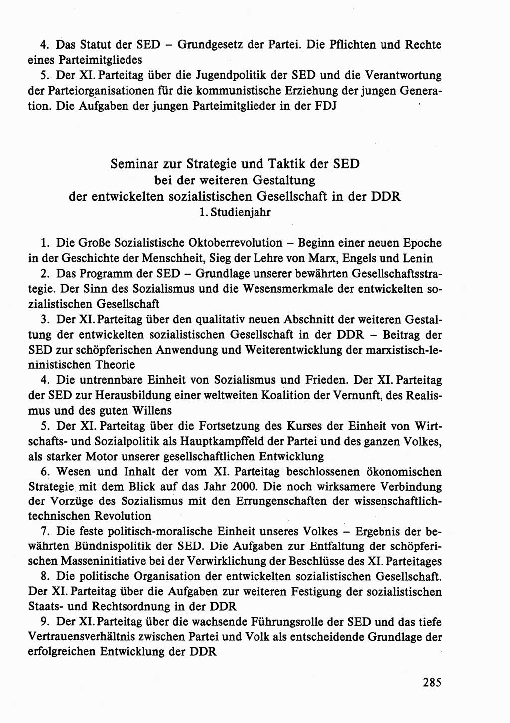 Dokumente der Sozialistischen Einheitspartei Deutschlands (SED) [Deutsche Demokratische Republik (DDR)] 1986-1987, Seite 285 (Dok. SED DDR 1986-1987, S. 285)