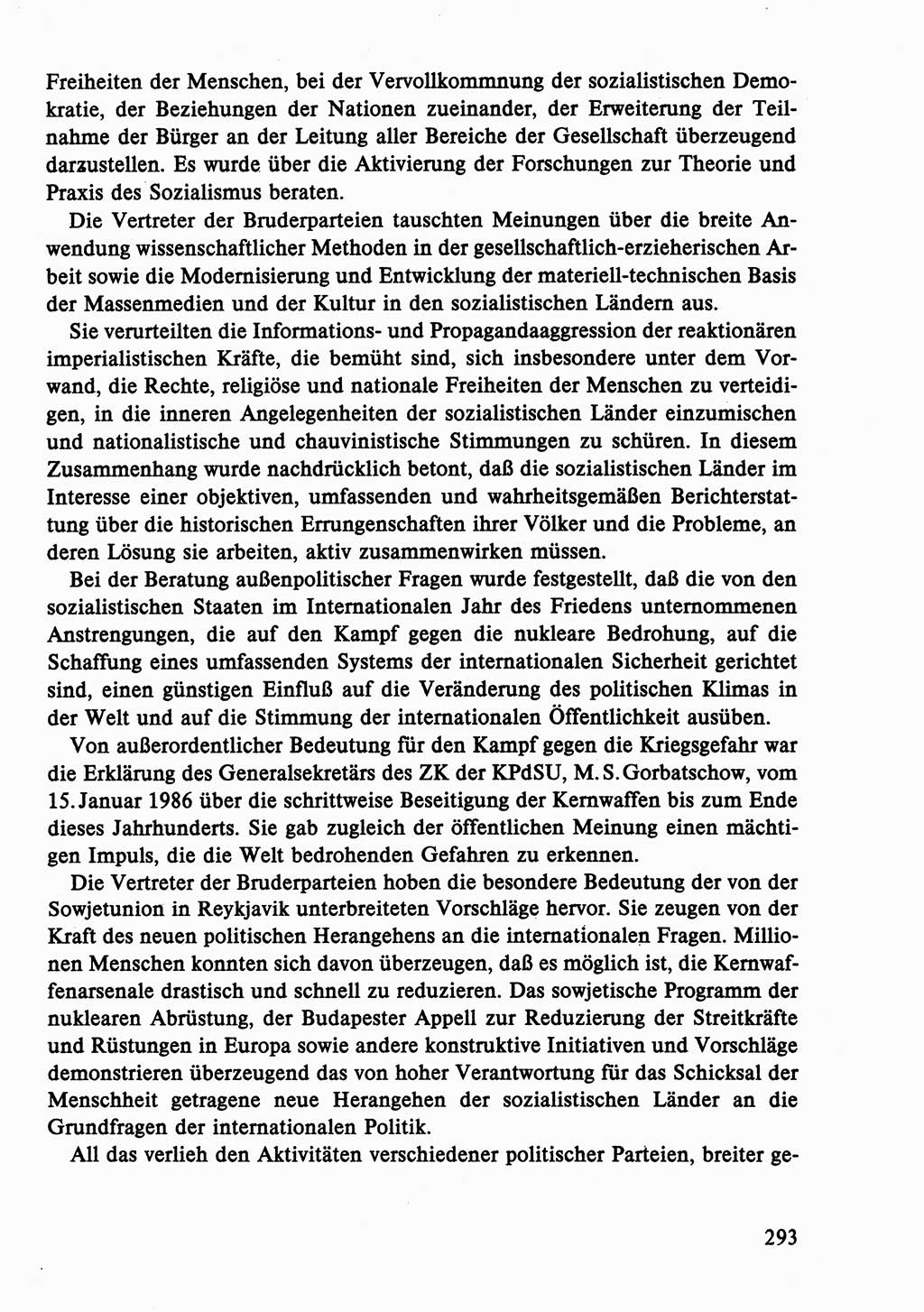 Dokumente der Sozialistischen Einheitspartei Deutschlands (SED) [Deutsche Demokratische Republik (DDR)] 1986-1987, Seite 293 (Dok. SED DDR 1986-1987, S. 293)