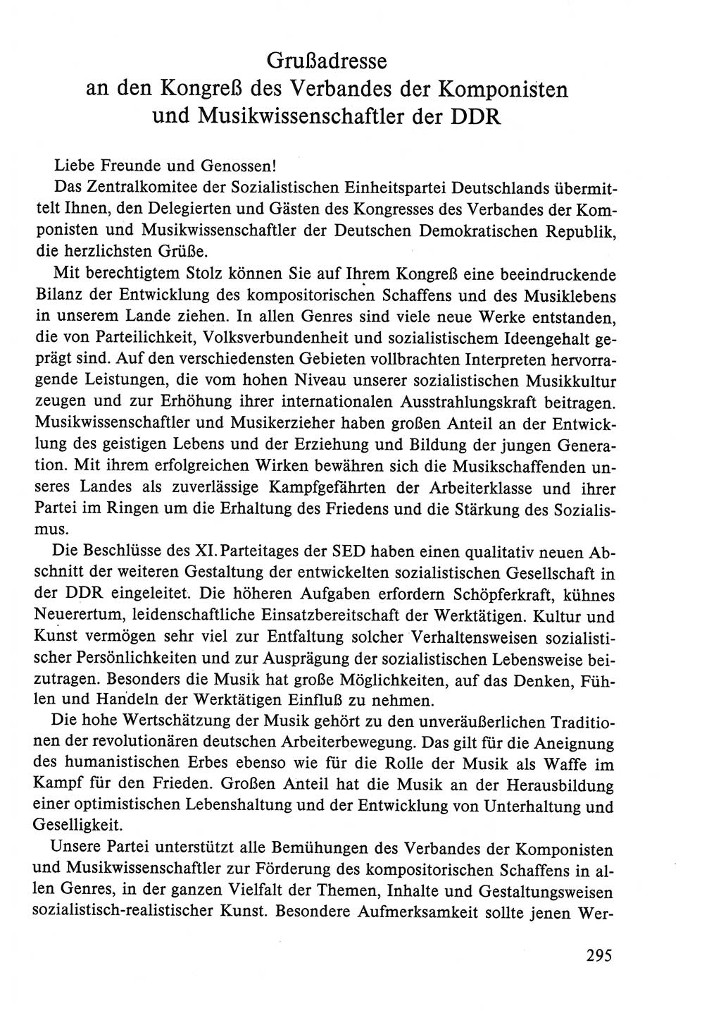 Dokumente der Sozialistischen Einheitspartei Deutschlands (SED) [Deutsche Demokratische Republik (DDR)] 1986-1987, Seite 295 (Dok. SED DDR 1986-1987, S. 295)