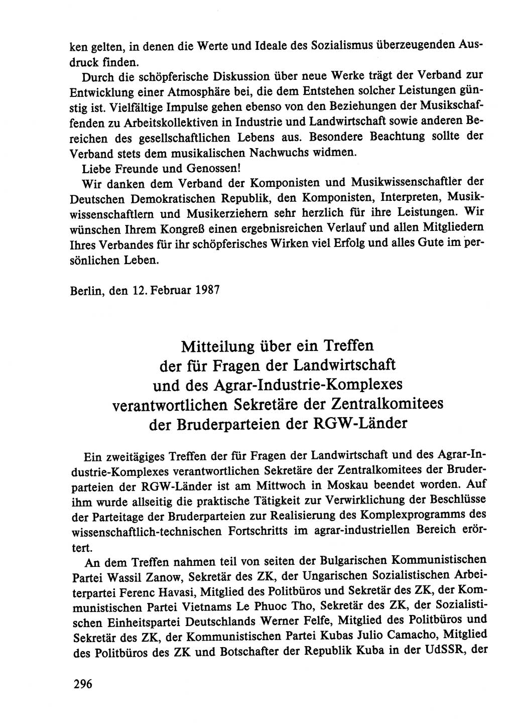 Dokumente der Sozialistischen Einheitspartei Deutschlands (SED) [Deutsche Demokratische Republik (DDR)] 1986-1987, Seite 296 (Dok. SED DDR 1986-1987, S. 296)