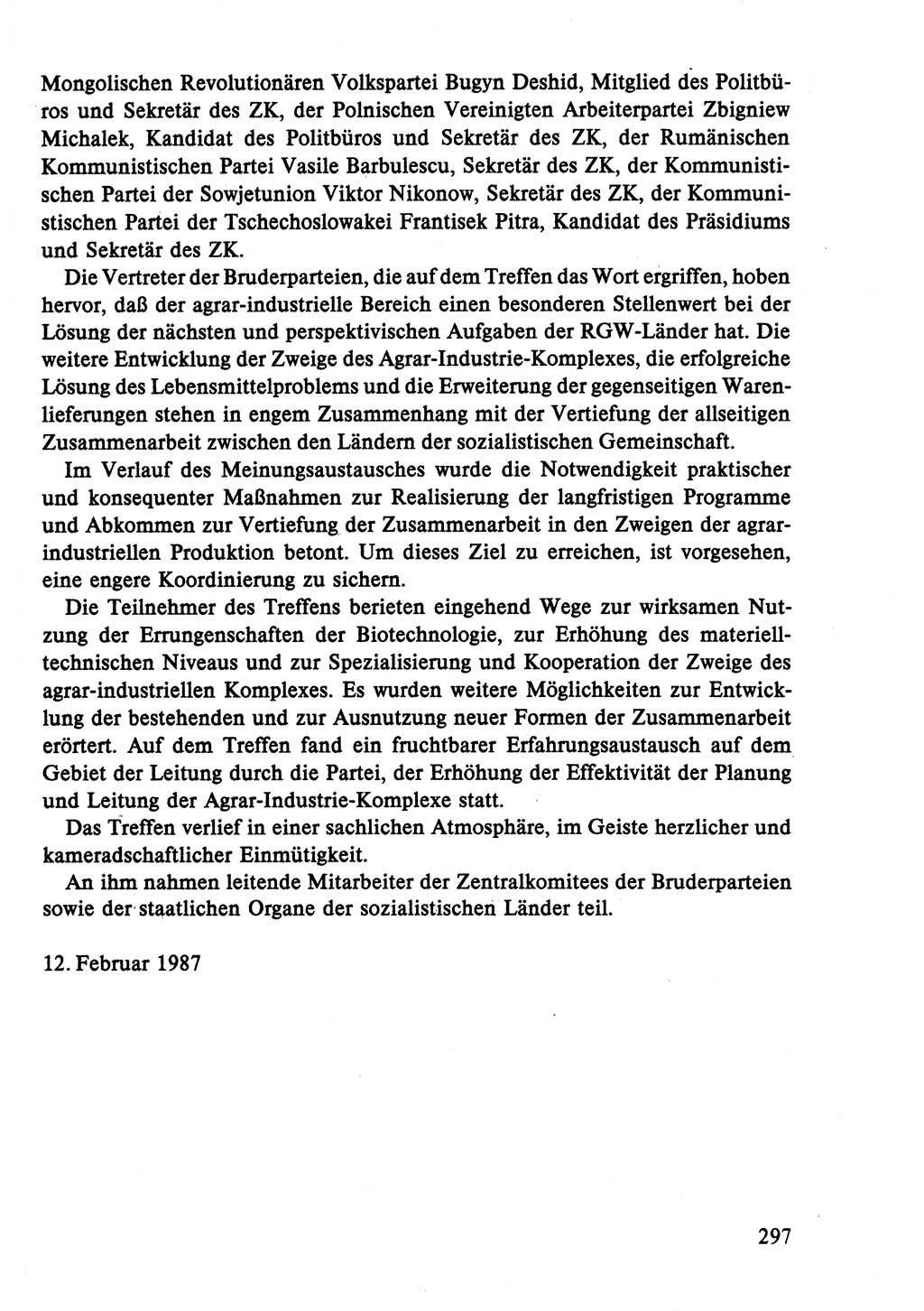Dokumente der Sozialistischen Einheitspartei Deutschlands (SED) [Deutsche Demokratische Republik (DDR)] 1986-1987, Seite 297 (Dok. SED DDR 1986-1987, S. 297)