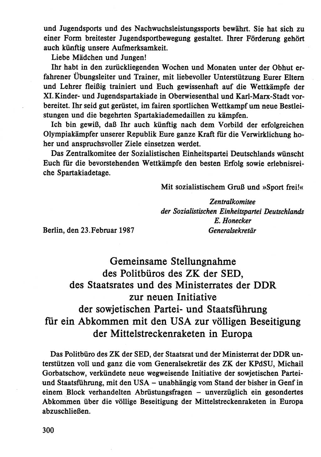 Dokumente der Sozialistischen Einheitspartei Deutschlands (SED) [Deutsche Demokratische Republik (DDR)] 1986-1987, Seite 300 (Dok. SED DDR 1986-1987, S. 300)