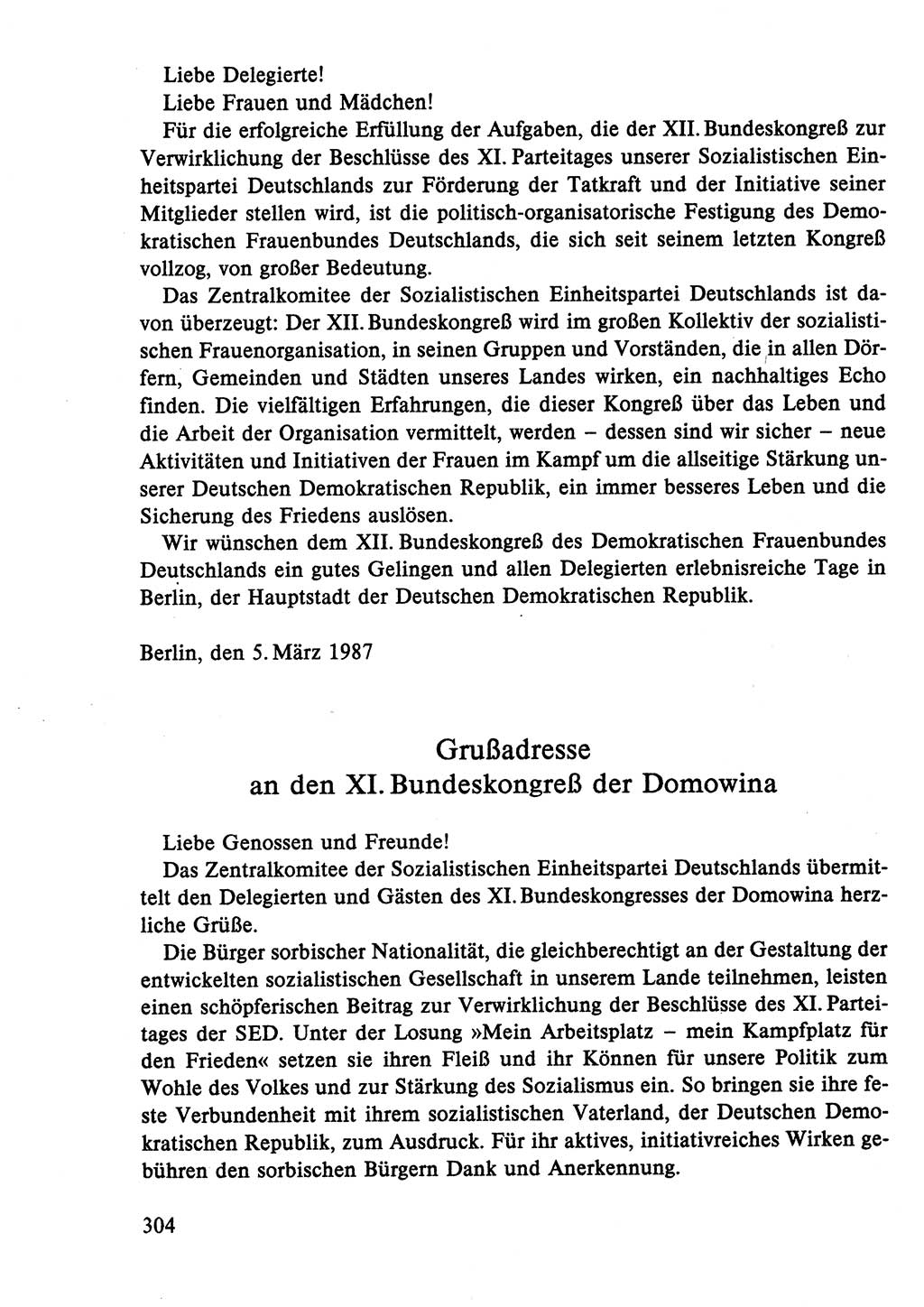 Dokumente der Sozialistischen Einheitspartei Deutschlands (SED) [Deutsche Demokratische Republik (DDR)] 1986-1987, Seite 304 (Dok. SED DDR 1986-1987, S. 304)