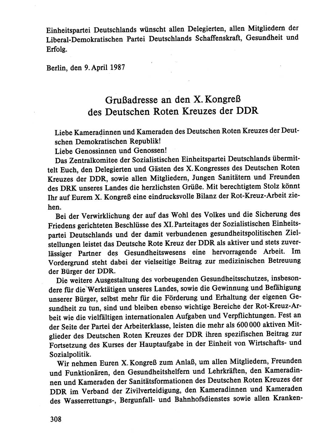 Dokumente der Sozialistischen Einheitspartei Deutschlands (SED) [Deutsche Demokratische Republik (DDR)] 1986-1987, Seite 308 (Dok. SED DDR 1986-1987, S. 308)