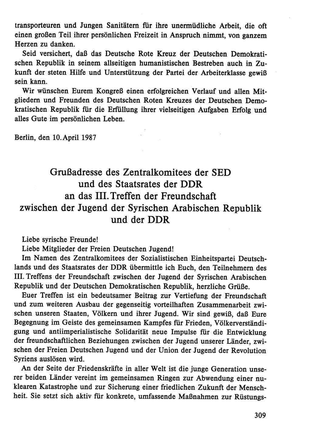 Dokumente der Sozialistischen Einheitspartei Deutschlands (SED) [Deutsche Demokratische Republik (DDR)] 1986-1987, Seite 309 (Dok. SED DDR 1986-1987, S. 309)