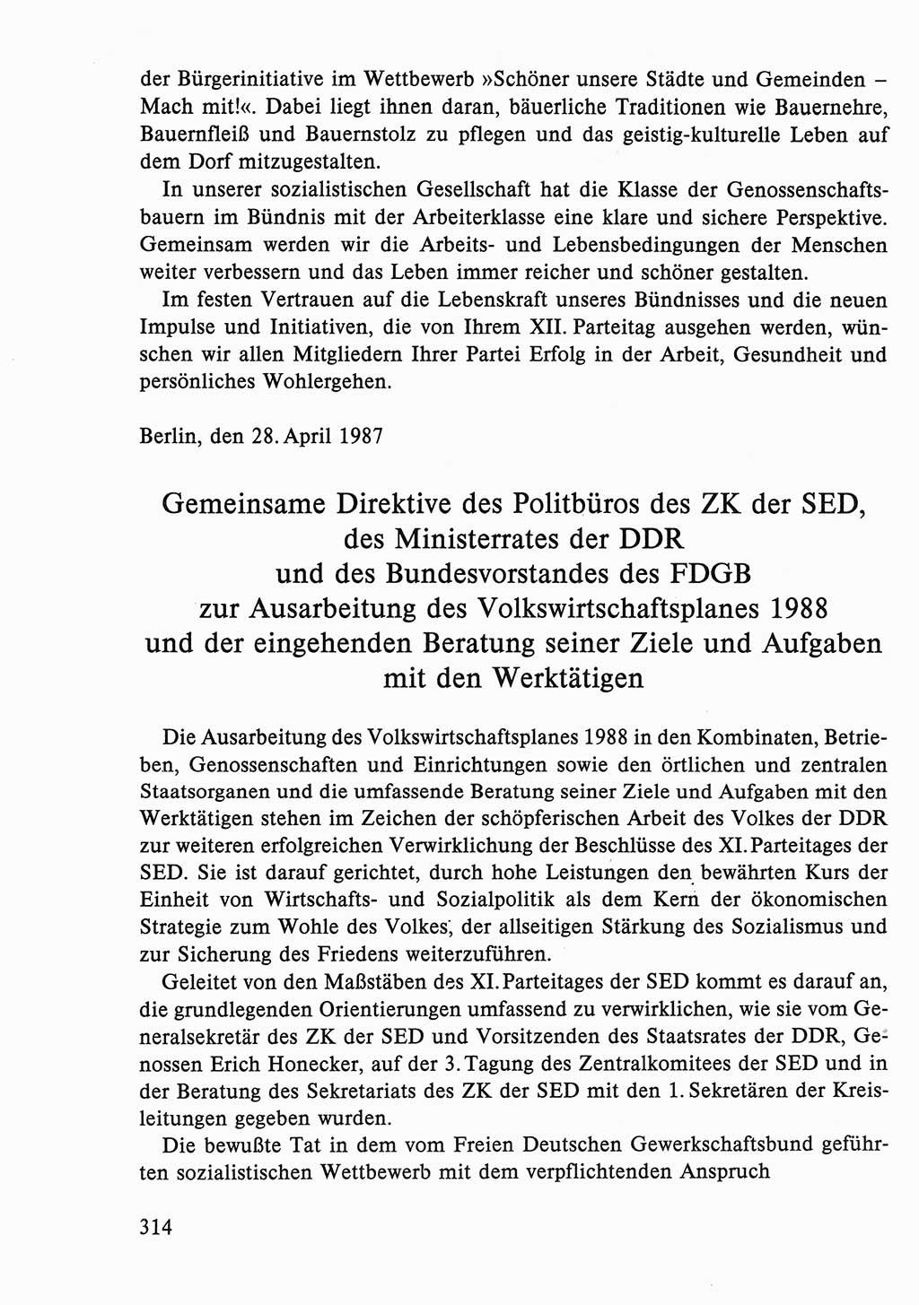 Dokumente der Sozialistischen Einheitspartei Deutschlands (SED) [Deutsche Demokratische Republik (DDR)] 1986-1987, Seite 314 (Dok. SED DDR 1986-1987, S. 314)