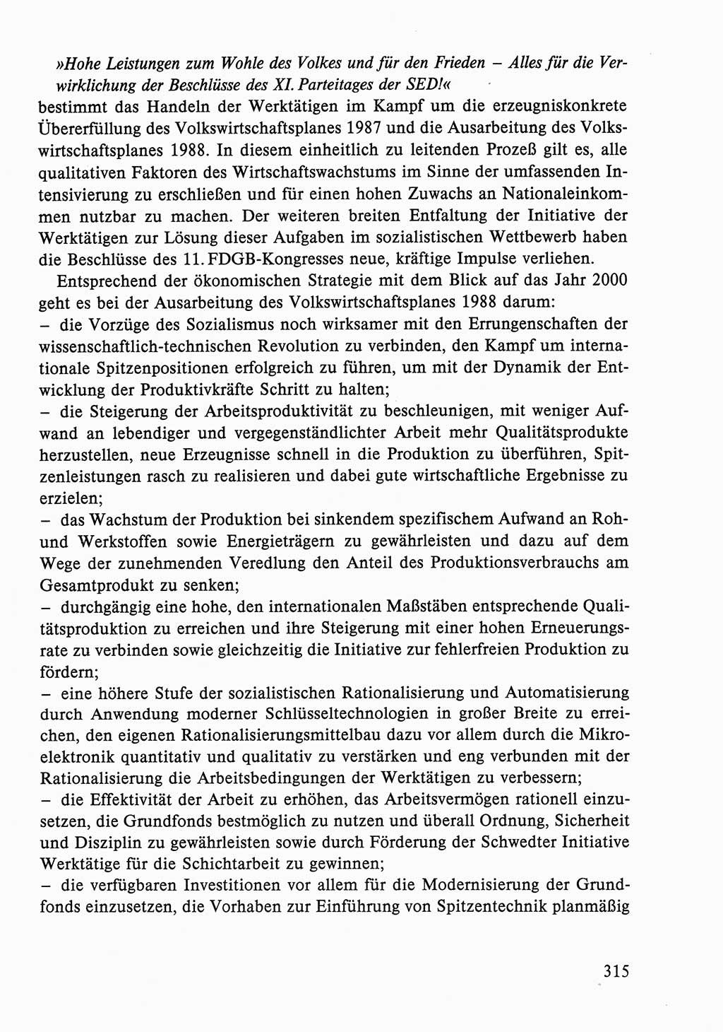 Dokumente der Sozialistischen Einheitspartei Deutschlands (SED) [Deutsche Demokratische Republik (DDR)] 1986-1987, Seite 315 (Dok. SED DDR 1986-1987, S. 315)