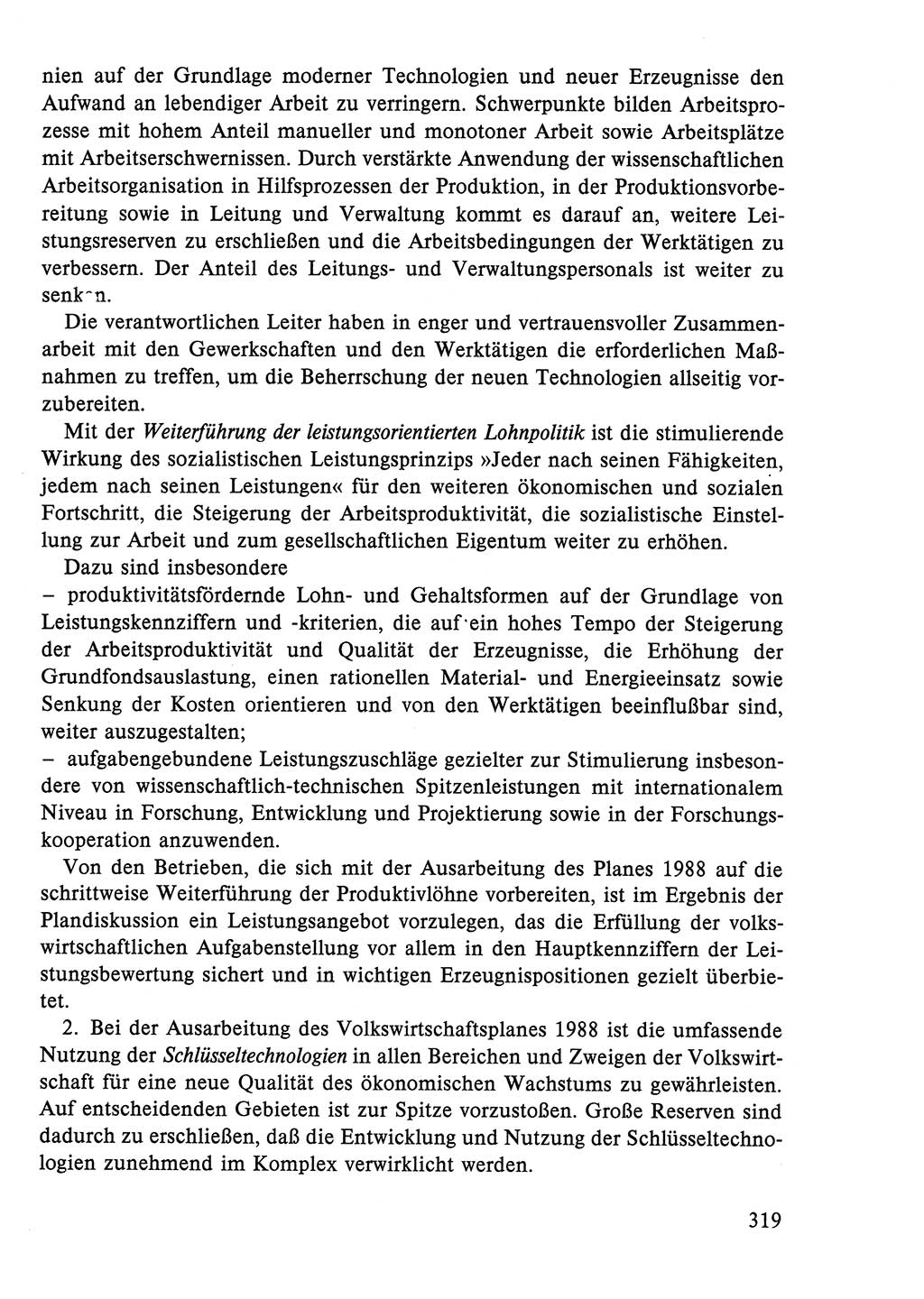 Dokumente der Sozialistischen Einheitspartei Deutschlands (SED) [Deutsche Demokratische Republik (DDR)] 1986-1987, Seite 319 (Dok. SED DDR 1986-1987, S. 319)